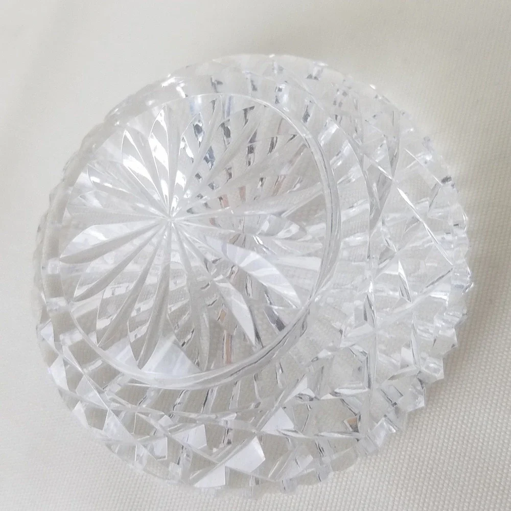 Sculptured Crystal Round Faceted Paperweight Ireland Over 30% Lead Diamond Cut‎